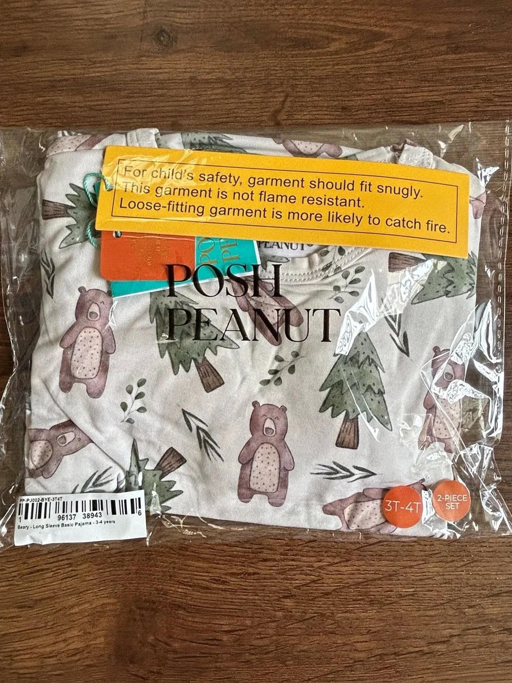 Posh Peanut Beary Classic Pajamas Long Sleeve Pants Bamboo Bears Trees 3T/4T